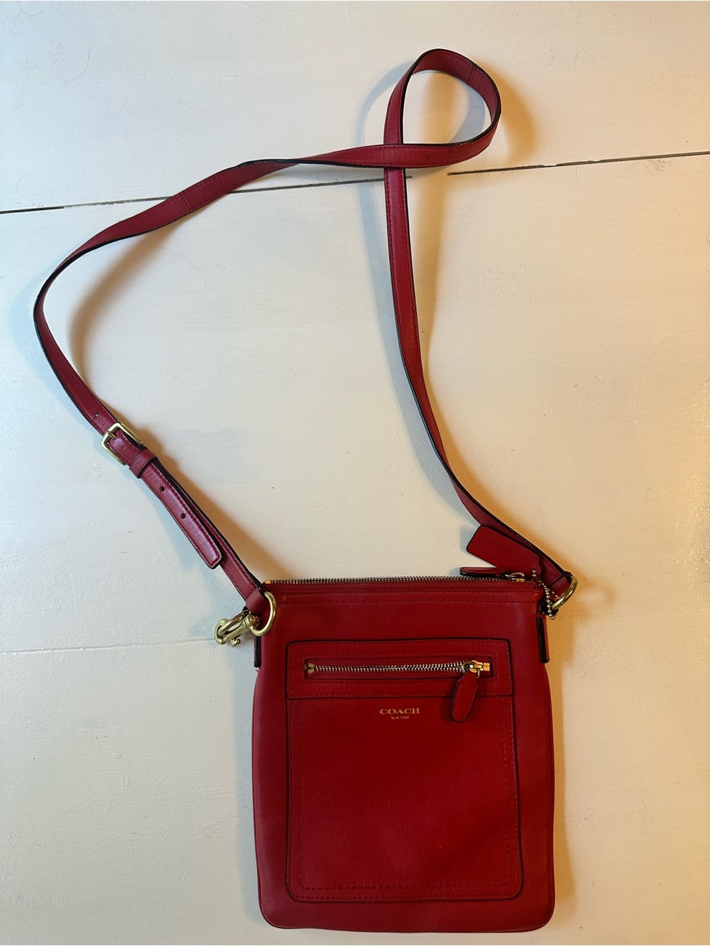 Coach Red Leather Small Crossbody with Gold Hardware